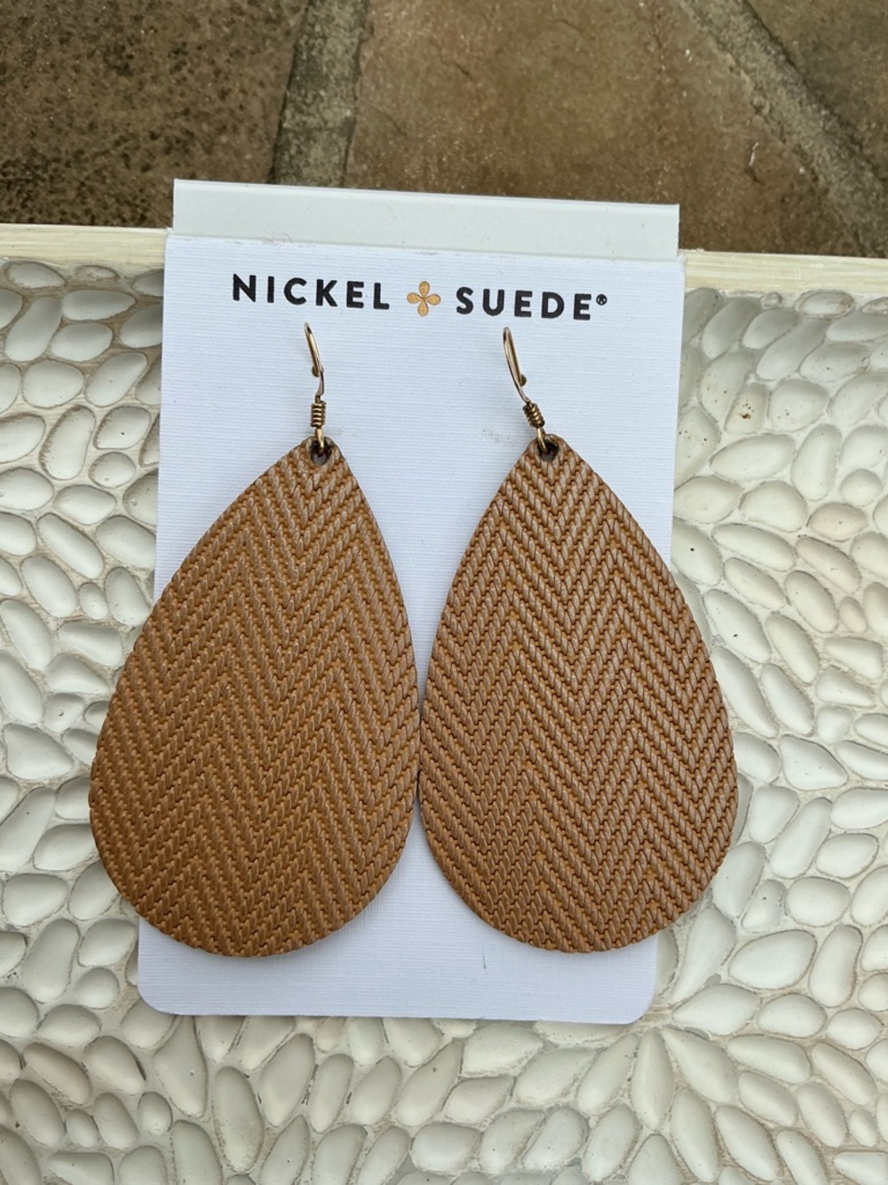 Nickel & Suede Medium Teardrop Earrings